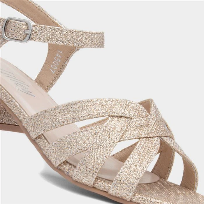 Lilley Womens Gold Glitter Heeled Sandal 6 Lilley Womens Gold Glitter Heeled Sandal - Image 4