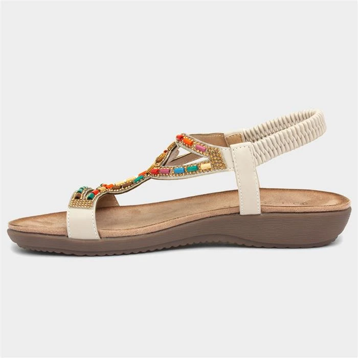 Lunar Mariella Womens Beige Beaded Sandal 4 Lunar Mariella Womens Beige Beaded Sandal - Image 2