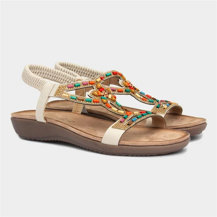 Lunar Mariella Womens Beige Beaded Sandal 7 Lunar Mariella Womens Beige Beaded Sandal - Image 5