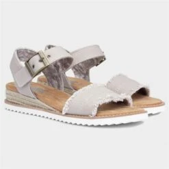 Skechers Bobs Desert Kiss Taupe Canvas Sandal -UK Shoe Sales 2024 190108 2 L06.20230814000217
