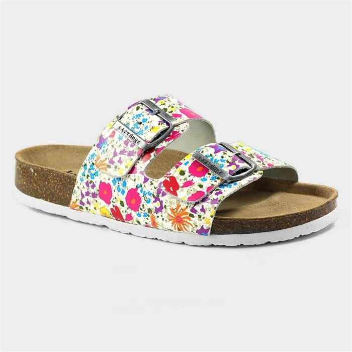 Lazy Dogz Tide Womens Multi Floral Leather Sandal 4 Lazy Dogz Tide Womens Multi Floral Leather Sandal - Image 2