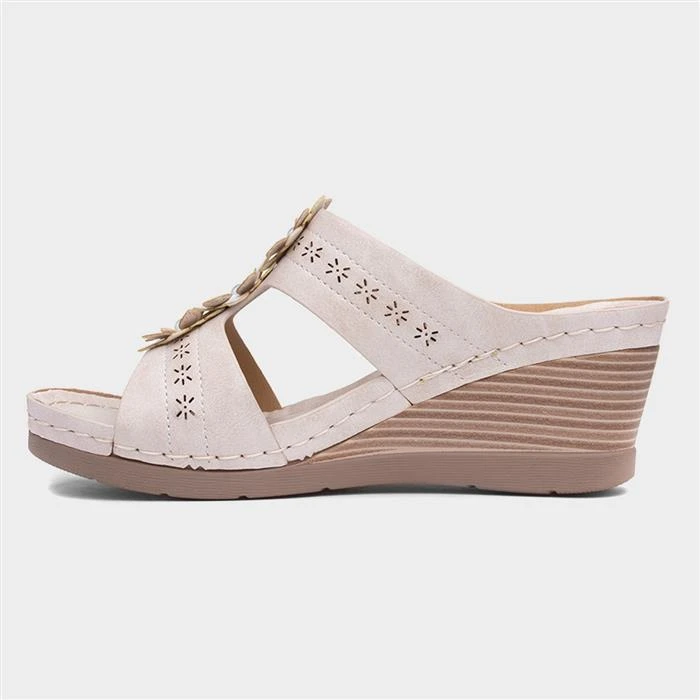 Lilley & Skinner Tobago Womens Beige Wedge Mule 4 Lilley & Skinner Tobago Womens Beige Wedge Mule - Image 2