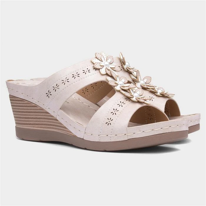 Lilley & Skinner Tobago Womens Beige Wedge Mule 7 Lilley & Skinner Tobago Womens Beige Wedge Mule - Image 5