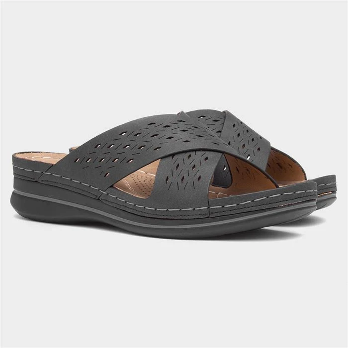 Lilley & Skinner Antigua Womens Black Wedge Mule 7 Lilley & Skinner Antigua Womens Black Wedge Mule - Image 5