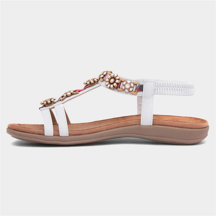 Lunar Feast Womens White Floral Sandal 4 Lunar Feast Womens White Floral Sandal - Image 2