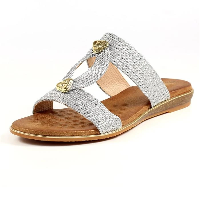 Lunar Calow Womens Metallic Silver Mule Sandal 4 Lunar Calow Womens Metallic Silver Mule Sandal - Image 2