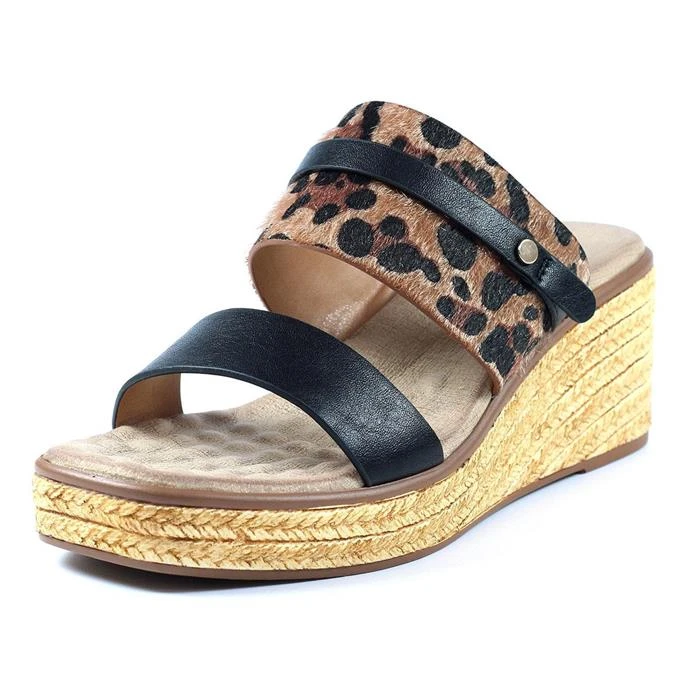 Lunar Saphira Womens Black Leopard Print Sandal 4 Lunar Saphira Womens Black Leopard Print Sandal - Image 2