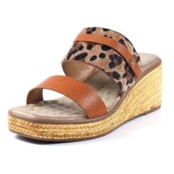 Lunar Saphira Womens Tan Ocelot Print Sandal -UK Shoe Sales 2024 190243 3 L03.20230526000224