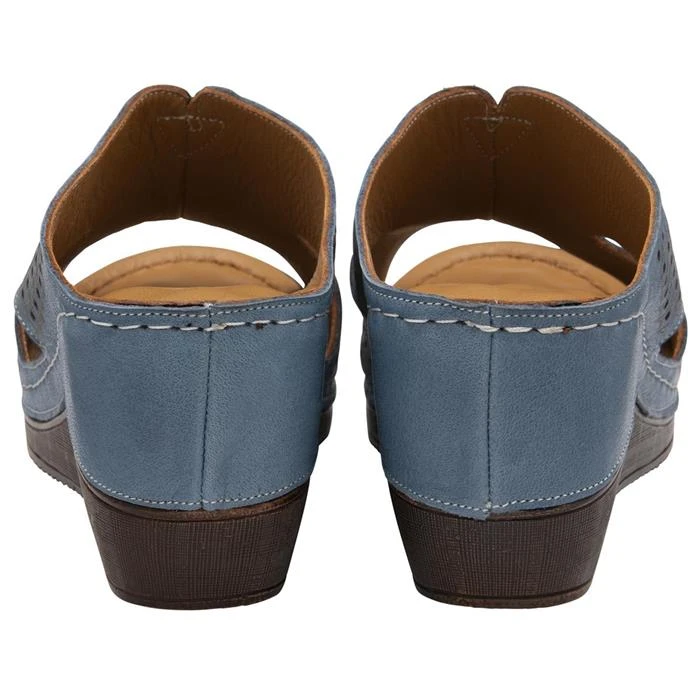 Lotus Genevieve Womens Blue Wedge Mule Sandal 4 Lotus Genevieve Womens Blue Wedge Mule Sandal - Image 2