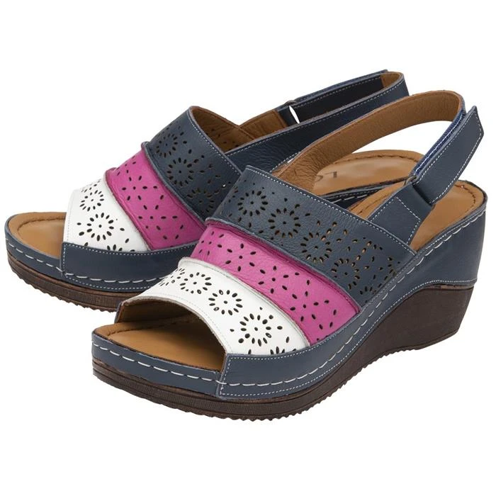 Lotus Neylan Womens Navy Multi Leather Wedge 3 Lotus Neylan Womens Navy Multi Leather Wedge