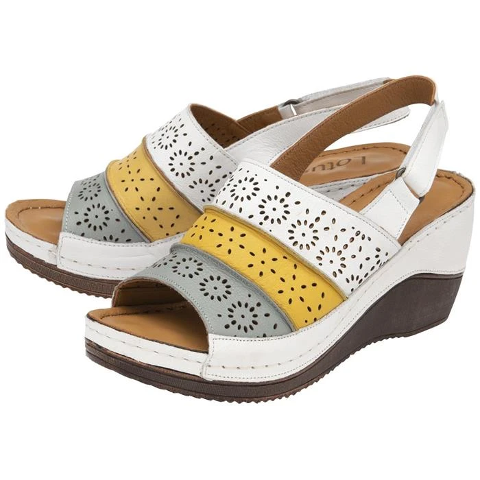 Lotus Neylan Womens White Multi Leather Wedge 3 Lotus Neylan Womens White Multi Leather Wedge