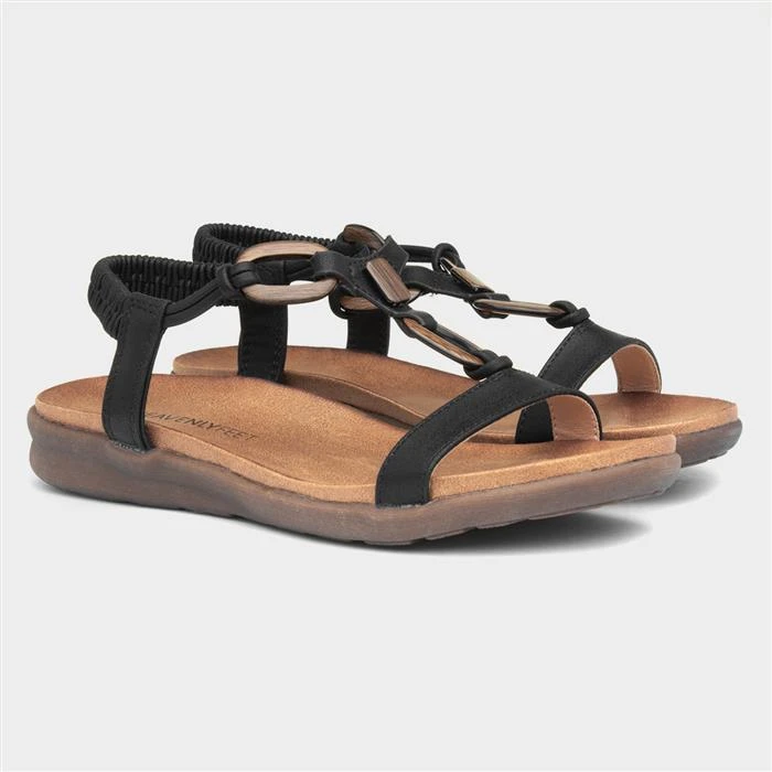 Heavenly Feet Sensation Womens Black Sandal 7 Heavenly Feet Sensation Womens Black Sandal - Image 5