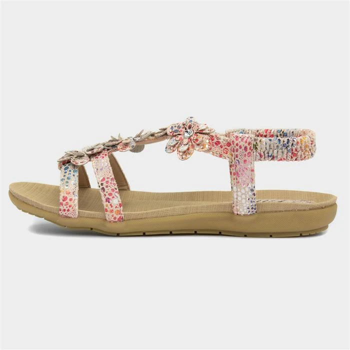 Lilley Womens Beige Multi Floral Sandal 4 Lilley Womens Beige Multi Floral Sandal - Image 2
