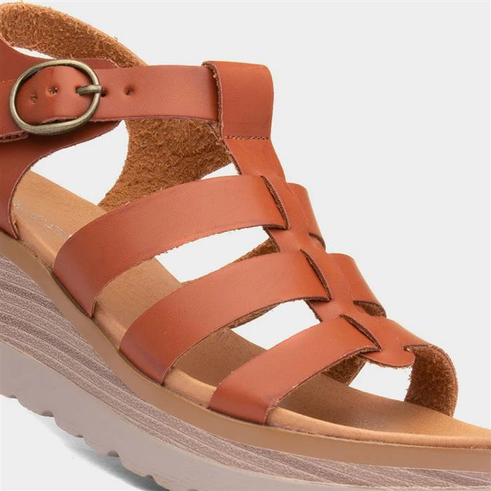 Lilley & Skinner Jakarta Womens Tan Wedged Sandal 6 Lilley & Skinner Jakarta Womens Tan Wedged Sandal - Image 4