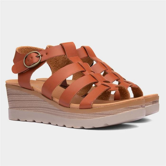 Lilley & Skinner Jakarta Womens Tan Wedged Sandal 7 Lilley & Skinner Jakarta Womens Tan Wedged Sandal - Image 5