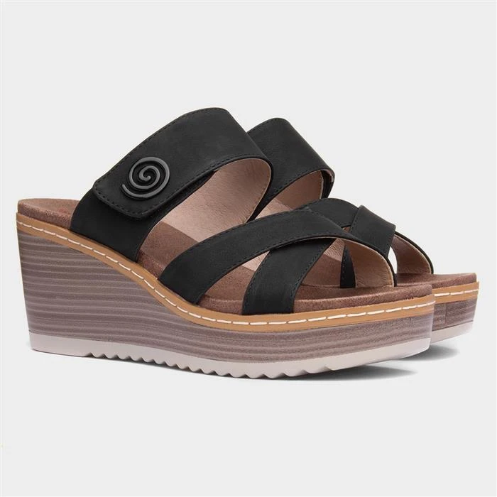Heavenly Feet Sawyer Womens Black Sandals 7 Heavenly Feet Sawyer Womens Black Sandals - Image 5