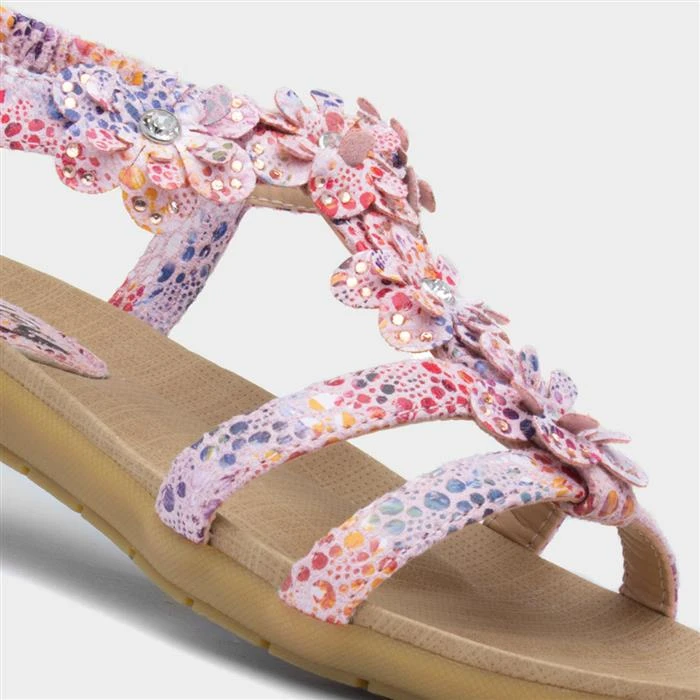 Lilley Womens Pink Multi Flower Sandal 6 Lilley Womens Pink Multi Flower Sandal - Image 4