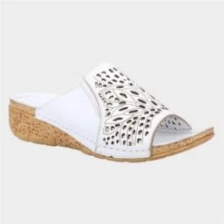 Riva Cardigan Womens White Leather Mule