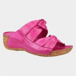 Riva Blackwood Womens Pink Leather Wedged Mule