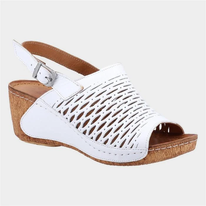Riva Wrexham Womens White Leather Wedge Sandal 3 Riva Wrexham Womens White Leather Wedge Sandal