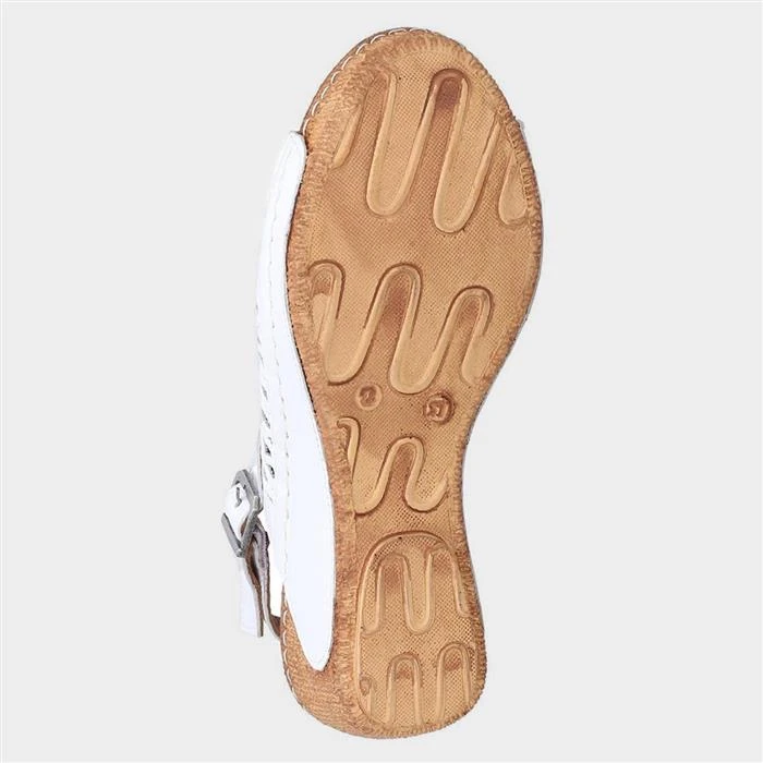 Riva Wrexham Womens White Leather Wedge Sandal 5 Riva Wrexham Womens White Leather Wedge Sandal - Image 3