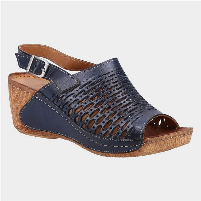 Riva Wrexham Womens Navy Leather Wedge Sandal 3 Riva Wrexham Womens Navy Leather Wedge Sandal
