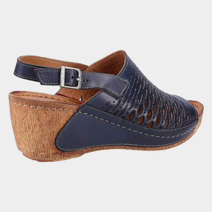 Riva Wrexham Womens Navy Leather Wedge Sandal 4 Riva Wrexham Womens Navy Leather Wedge Sandal - Image 2