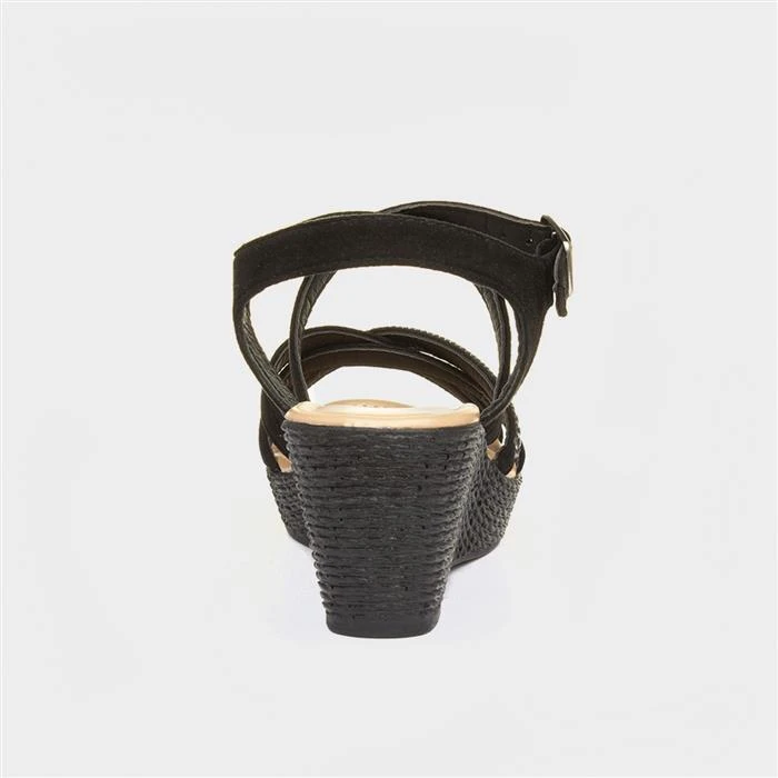 Lilley Womens Black Wedge Strappy Sandal 5 Lilley Womens Black Wedge Strappy Sandal - Image 3