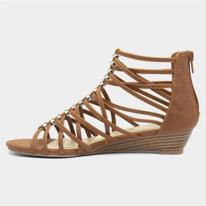 Lilley Womens Tan Wedge Strappy Sandal 4 Lilley Womens Tan Wedge Strappy Sandal - Image 2