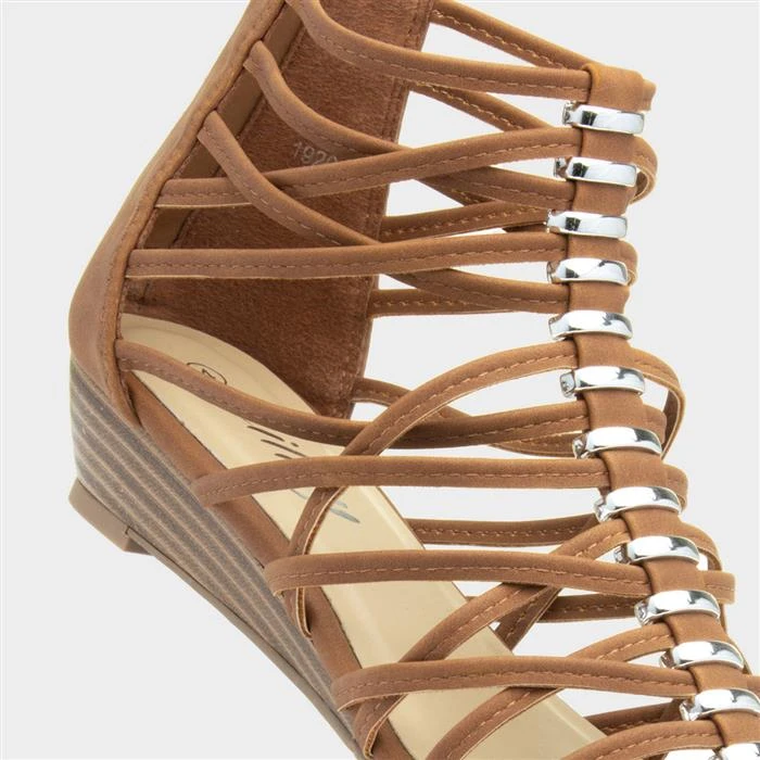 Lilley Womens Tan Wedge Strappy Sandal 6 Lilley Womens Tan Wedge Strappy Sandal - Image 4