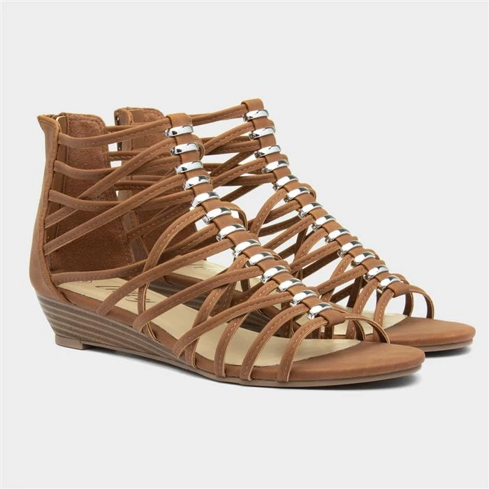 Lilley Womens Tan Wedge Strappy Sandal 7 Lilley Womens Tan Wedge Strappy Sandal - Image 5