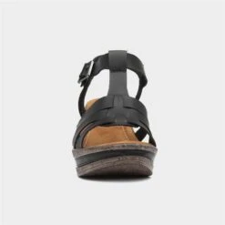 Cushion Walk Neptune Womens Black Wedge Sandal