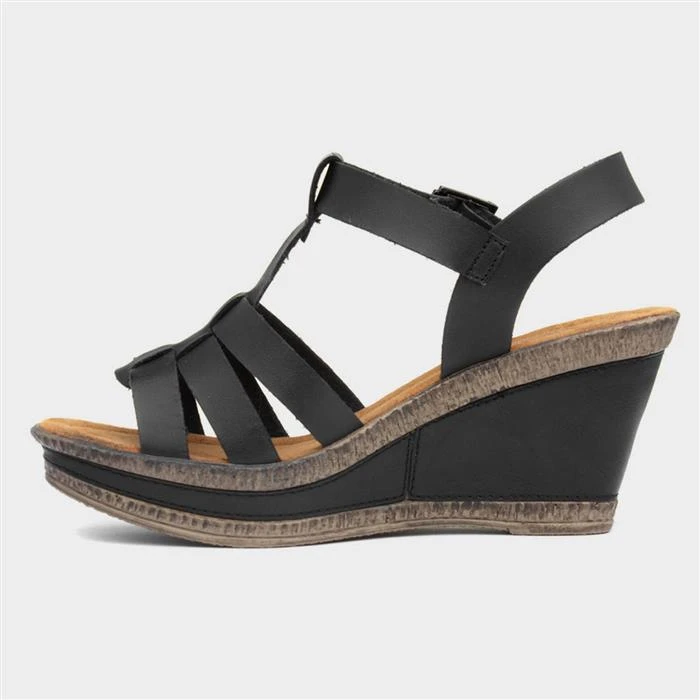 Cushion Walk Neptune Womens Black Wedge Sandal 4 Cushion Walk Neptune Womens Black Wedge Sandal - Image 2