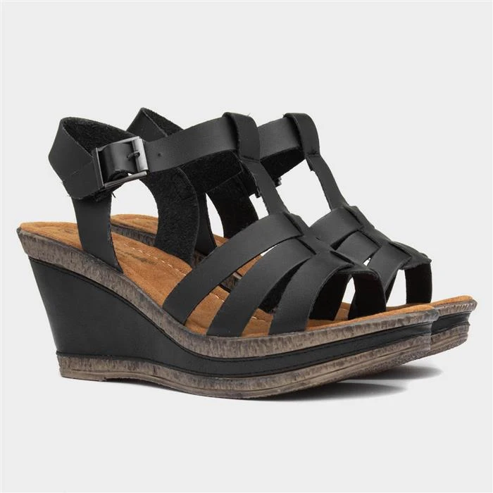 Cushion Walk Neptune Womens Black Wedge Sandal 7 Cushion Walk Neptune Womens Black Wedge Sandal - Image 5