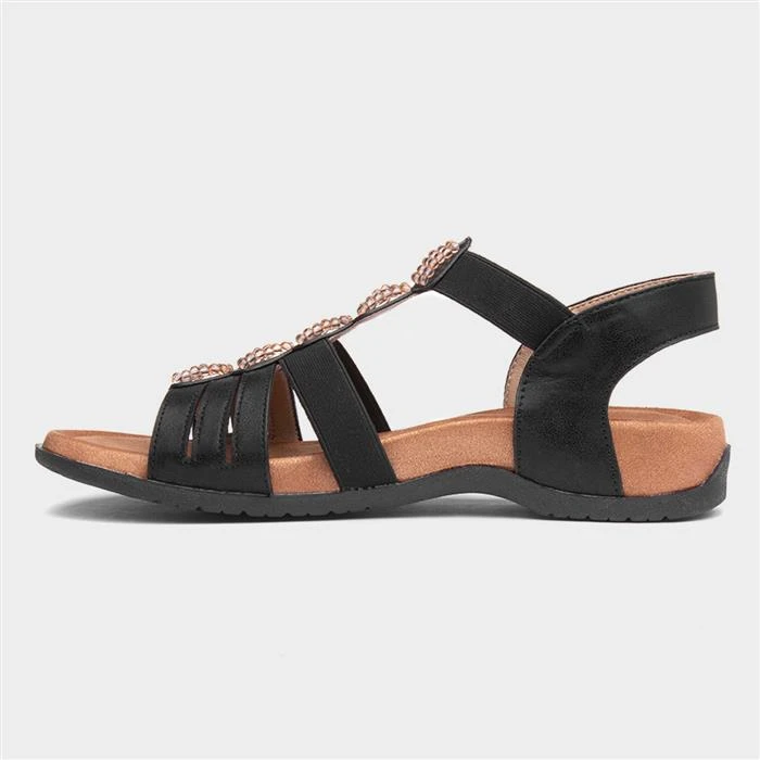 Heavenly Feet Keswick Womens Black Sandals 4 Heavenly Feet Keswick Womens Black Sandals - Image 2