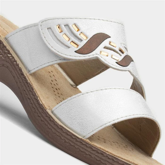 Comfy Steps Accapulco Womens Metallic White Sandal 6 Comfy Steps Accapulco Womens Metallic White Sandal - Image 4