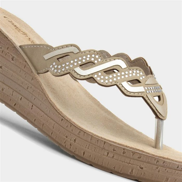 Comfy Steps Cancun Womens Beige And Gold Sandal 6 Comfy Steps Cancun Womens Beige And Gold Sandal - Image 4