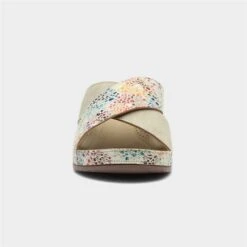 Lilley Womens Beige Cross Strap Mule Sandal