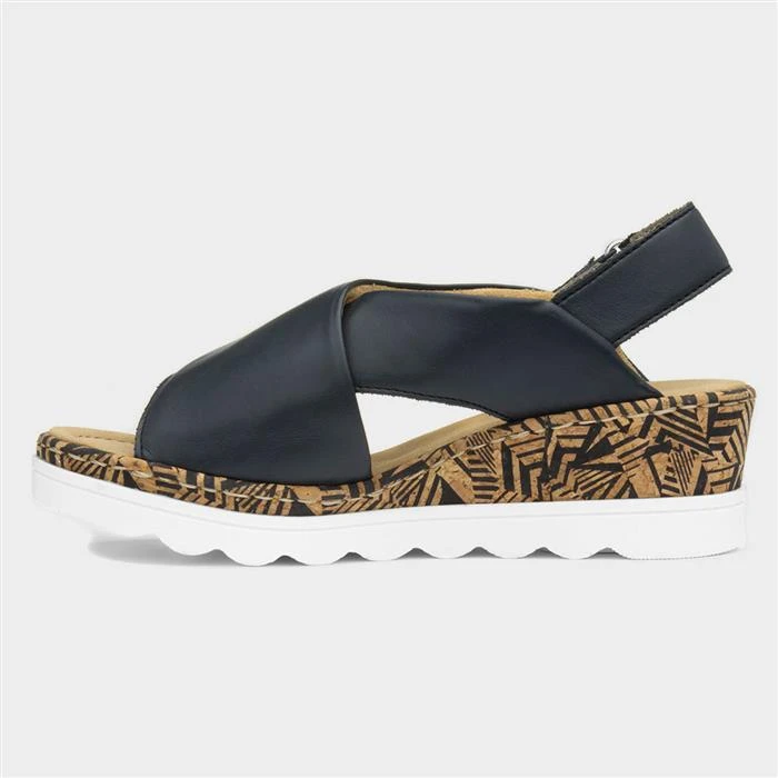 Rieker Womens Navy Slip On Wedge Sandal 4 Rieker Womens Navy Slip On Wedge Sandal - Image 2