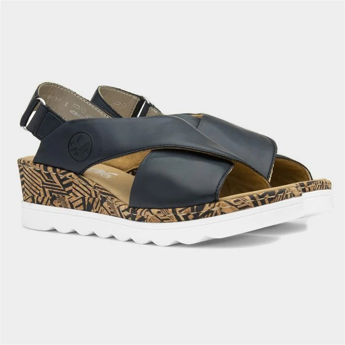 Rieker Womens Navy Slip On Wedge Sandal 7 Rieker Womens Navy Slip On Wedge Sandal - Image 5