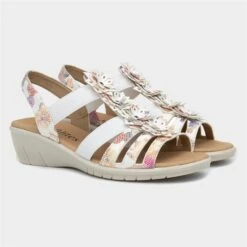 Softlites Womens White Floral Sandals -UK Shoe Sales 2024 197001 2 L06.20220901000320