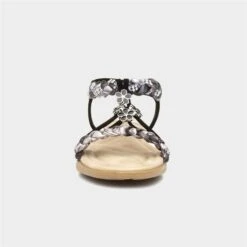 Lilley Womens Black Ribbon Twist Slip On Sandals