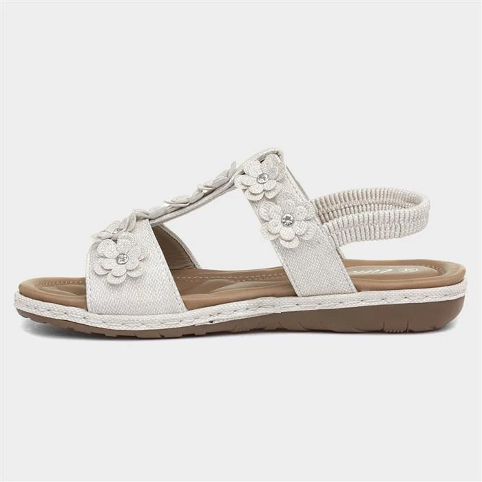 Lilley Womens Beige Sandal With Flowers 4 Lilley Womens Beige Sandal With Flowers - Image 2