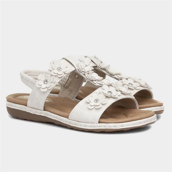 Lilley Womens Beige Sandal With Flowers 7 Lilley Womens Beige Sandal With Flowers - Image 5