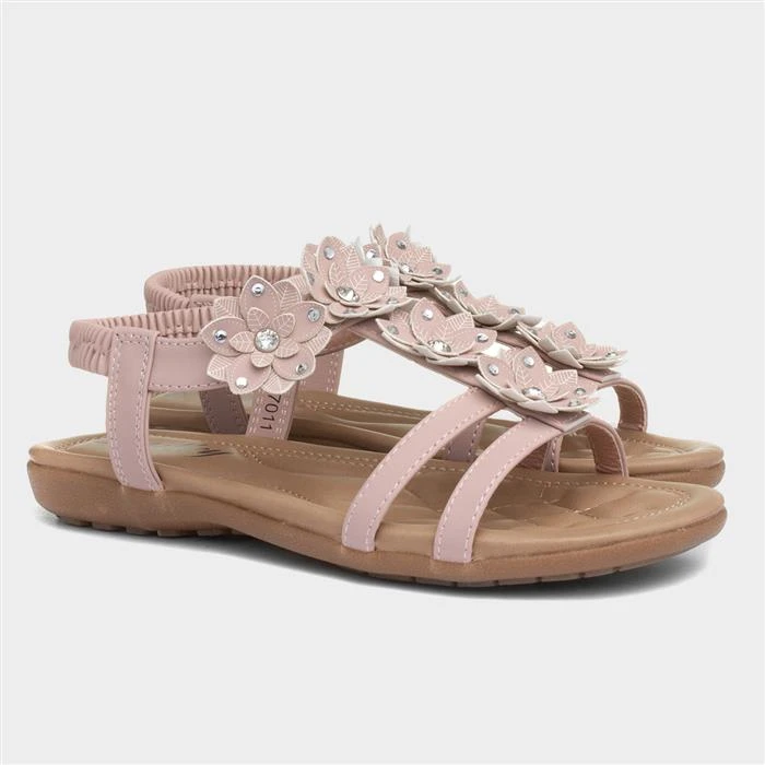 Lilley Womens Nude Floral T Bar Sandal 7 Lilley Womens Nude Floral T Bar Sandal - Image 5