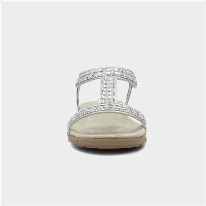 Lilley Womens Metallic Silver Jewelled Sandals 3 Lilley Womens Metallic Silver Jewelled Sandals