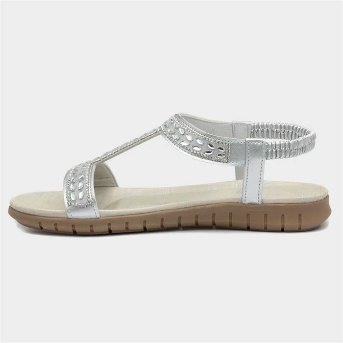 Lilley Womens Metallic Silver Jewelled Sandals 4 Lilley Womens Metallic Silver Jewelled Sandals - Image 2