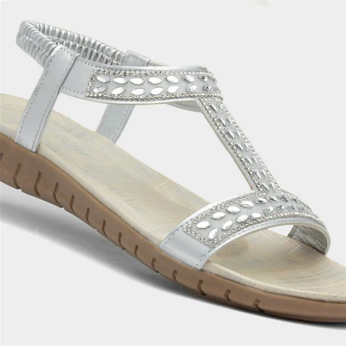 Lilley Womens Metallic Silver Jewelled Sandals 6 Lilley Womens Metallic Silver Jewelled Sandals - Image 4