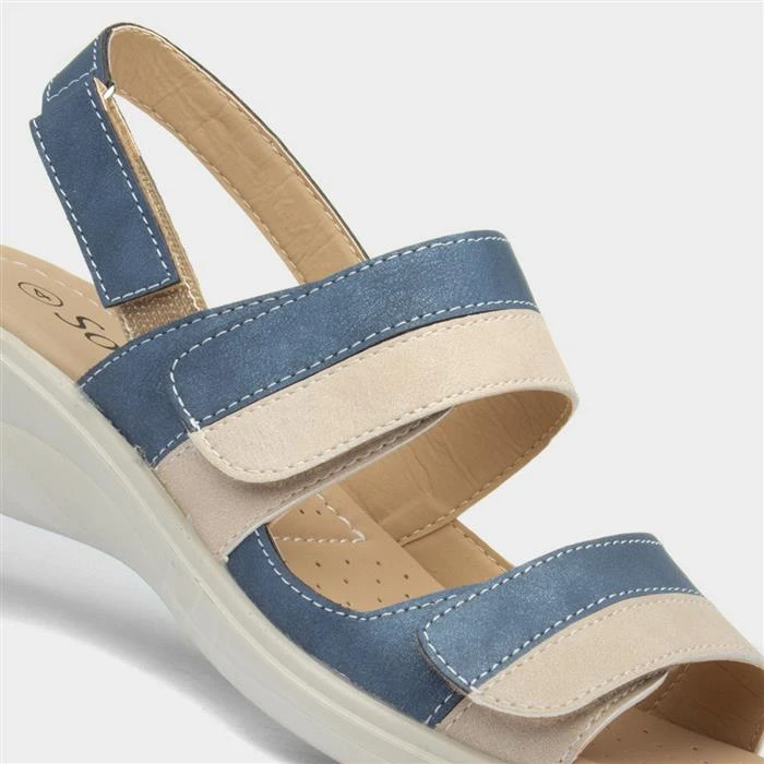 Softlites Womens Blue And Cream Sandal 6 Softlites Womens Blue And Cream Sandal - Image 4