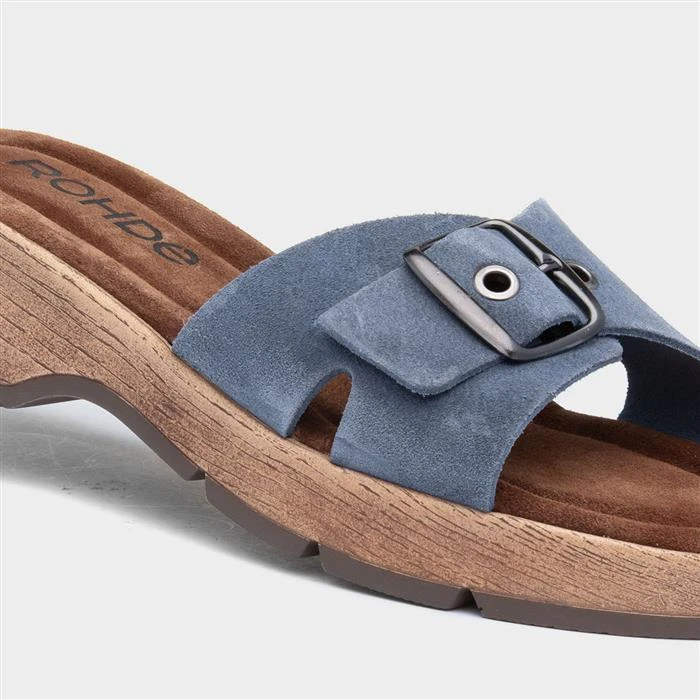 Rohde Womens Blue Suede Mule Sandal 6 Rohde Womens Blue Suede Mule Sandal - Image 4